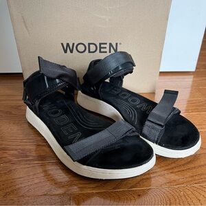 Woden Line Sandals Black Women's Size EU 40 US 8